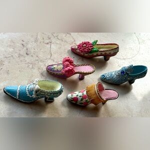 Vintage Resin Victorian Shoe Home Decoration 3.5" Set Of 5